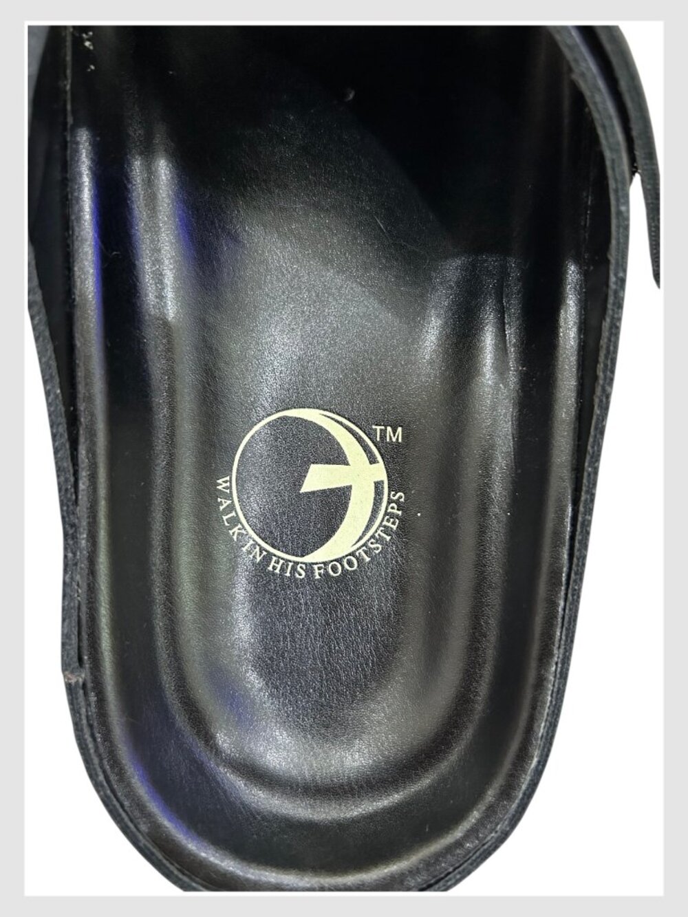 Walk In His Footsteps Revival Slides Black Cross Sole Sandals Size 12 - Picture 9 of 14